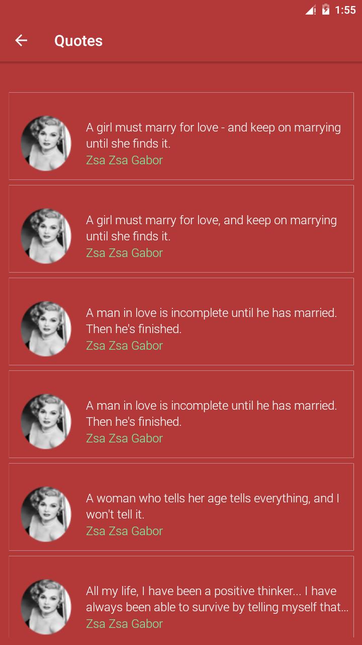 Zsa Zsa Gabor Quotes for Android - APK Download