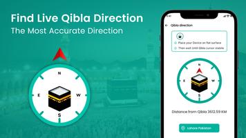Qibla Direction & Prayer Time Cartaz