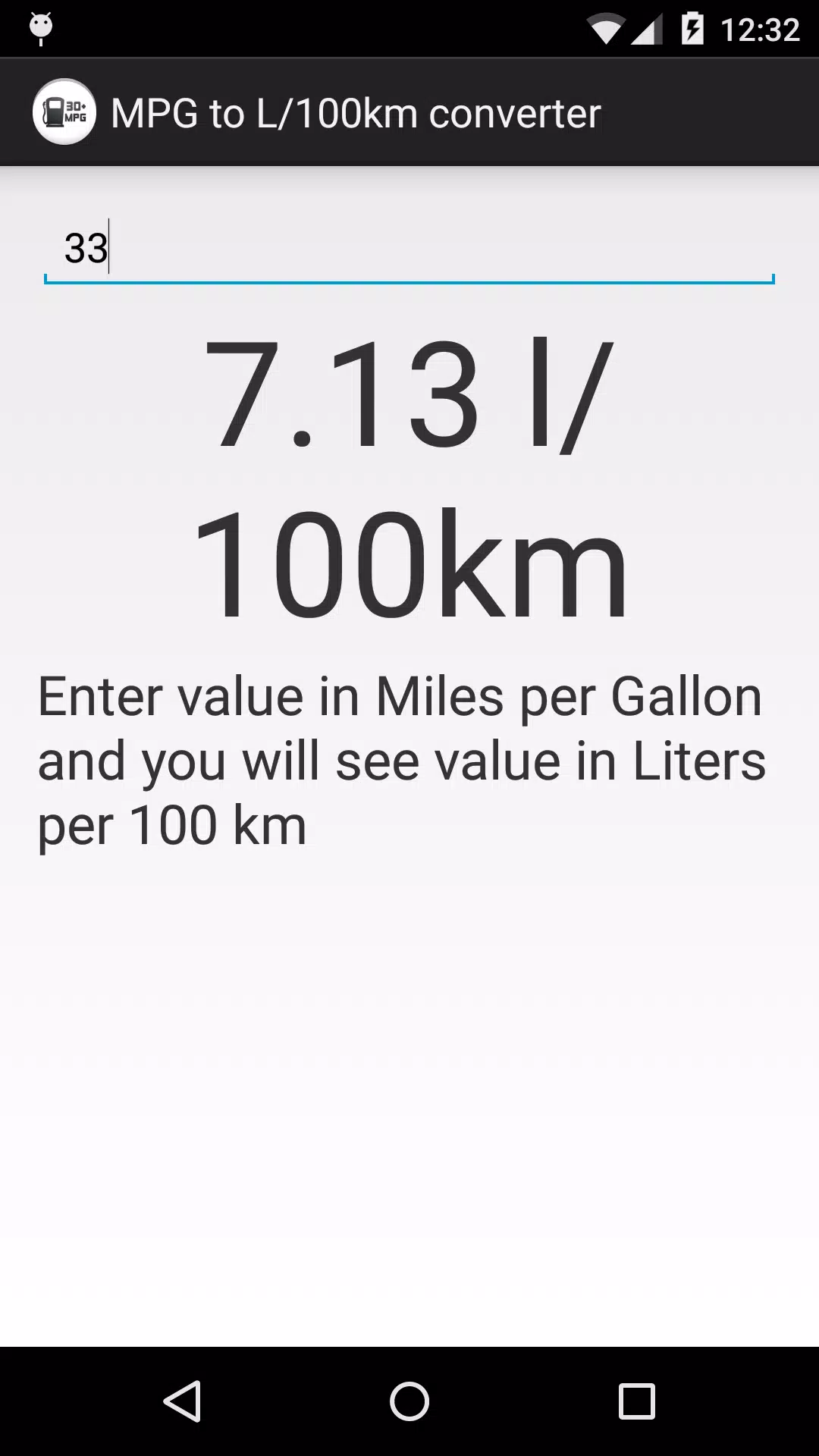 MPG to L/KM Converter APK for Android Download