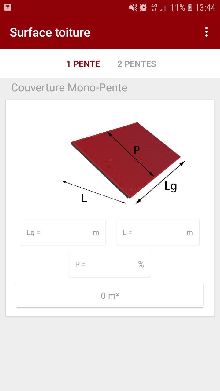 Simulateur Calcul Surface Toiture 4 Pans Calcul de surface toiture APK untuk Unduhan Android