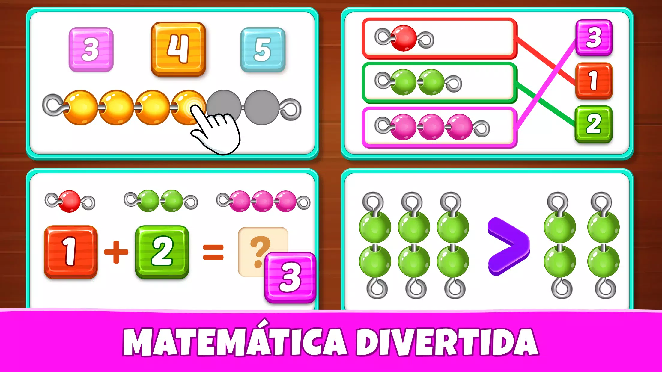 Jogo educacional para subtração divertida para crianças, contando