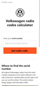 VOLKSWAGEN RADIO CODE