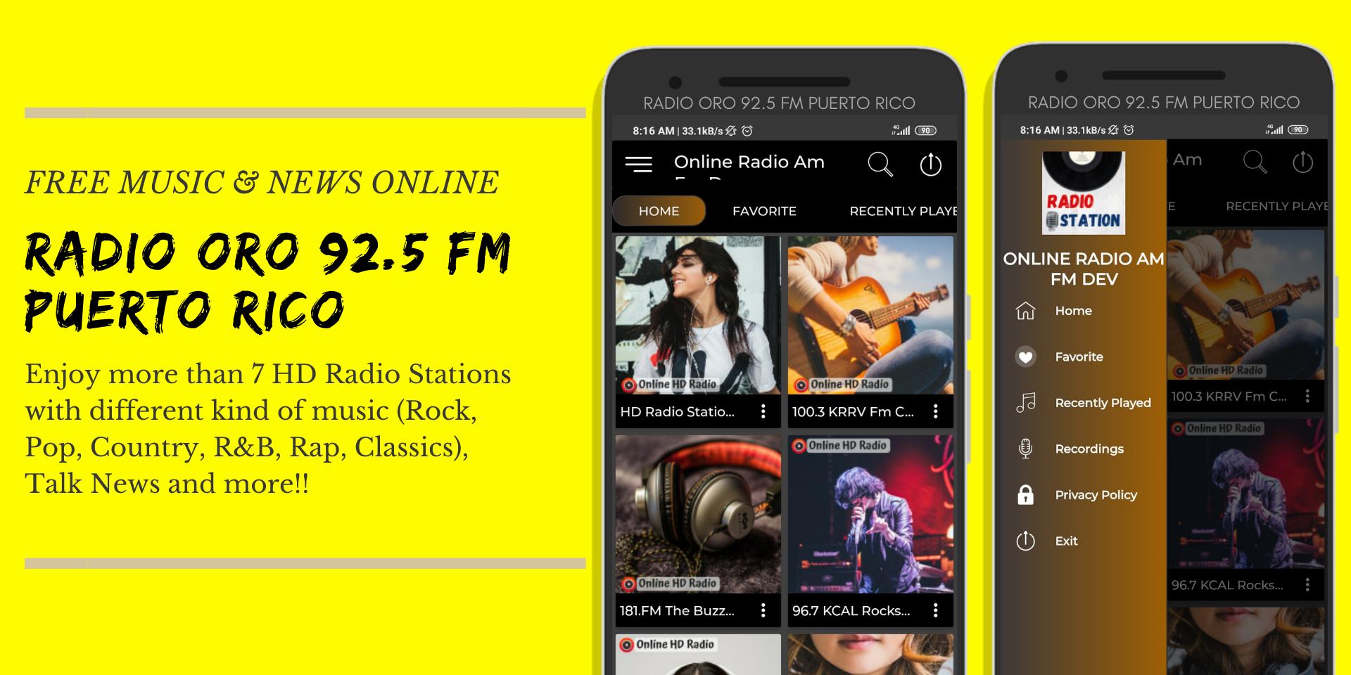 Descarga de APK de Radio Oro 92.5 Fm Puerto Rico 🎸📻 para Android