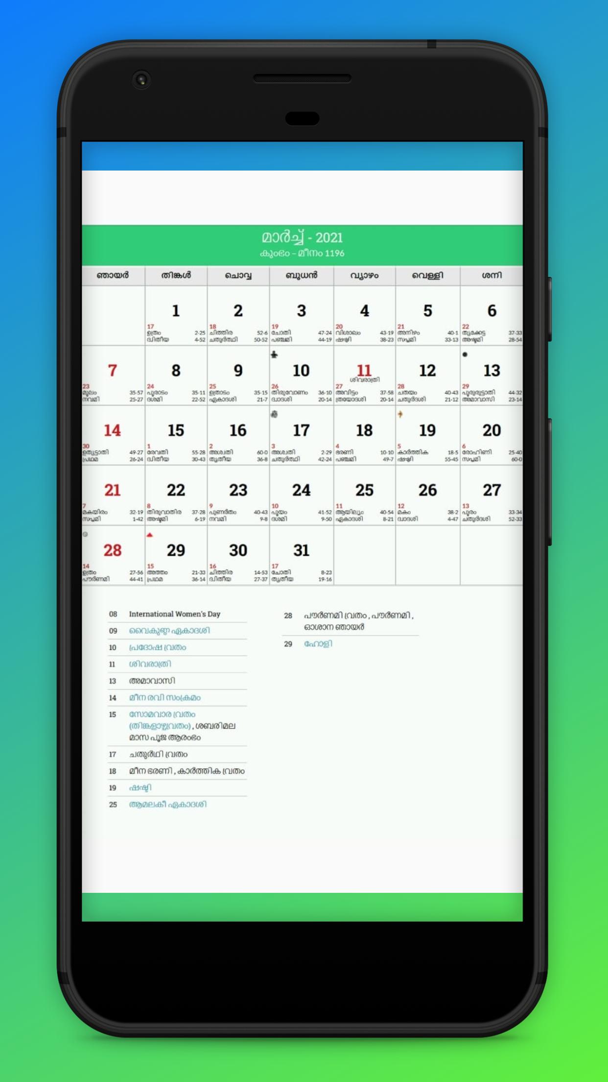 Malayalam calendar 2021 malayala manorama for Android ...