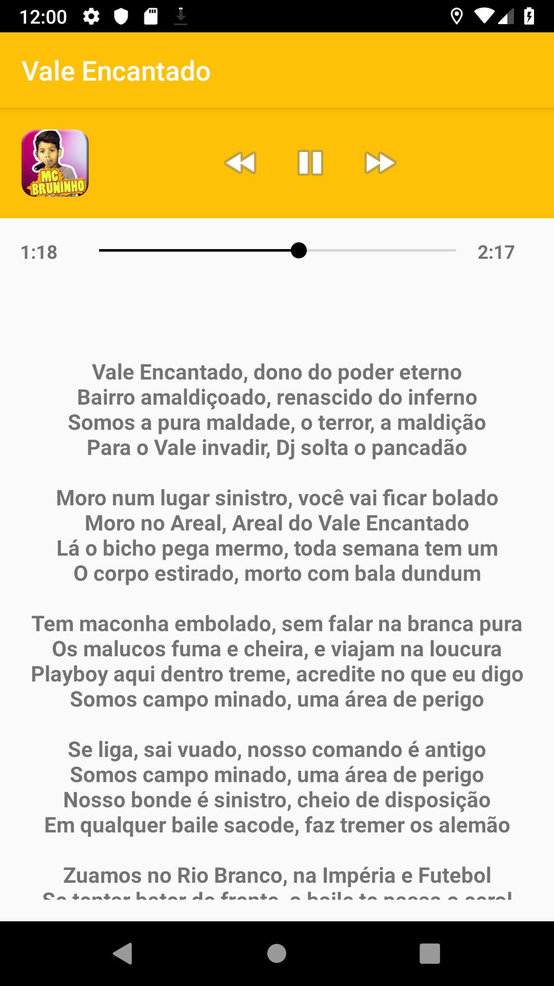 JOGO DO AMOR, MC Bruninho Letra da música APK (Android App