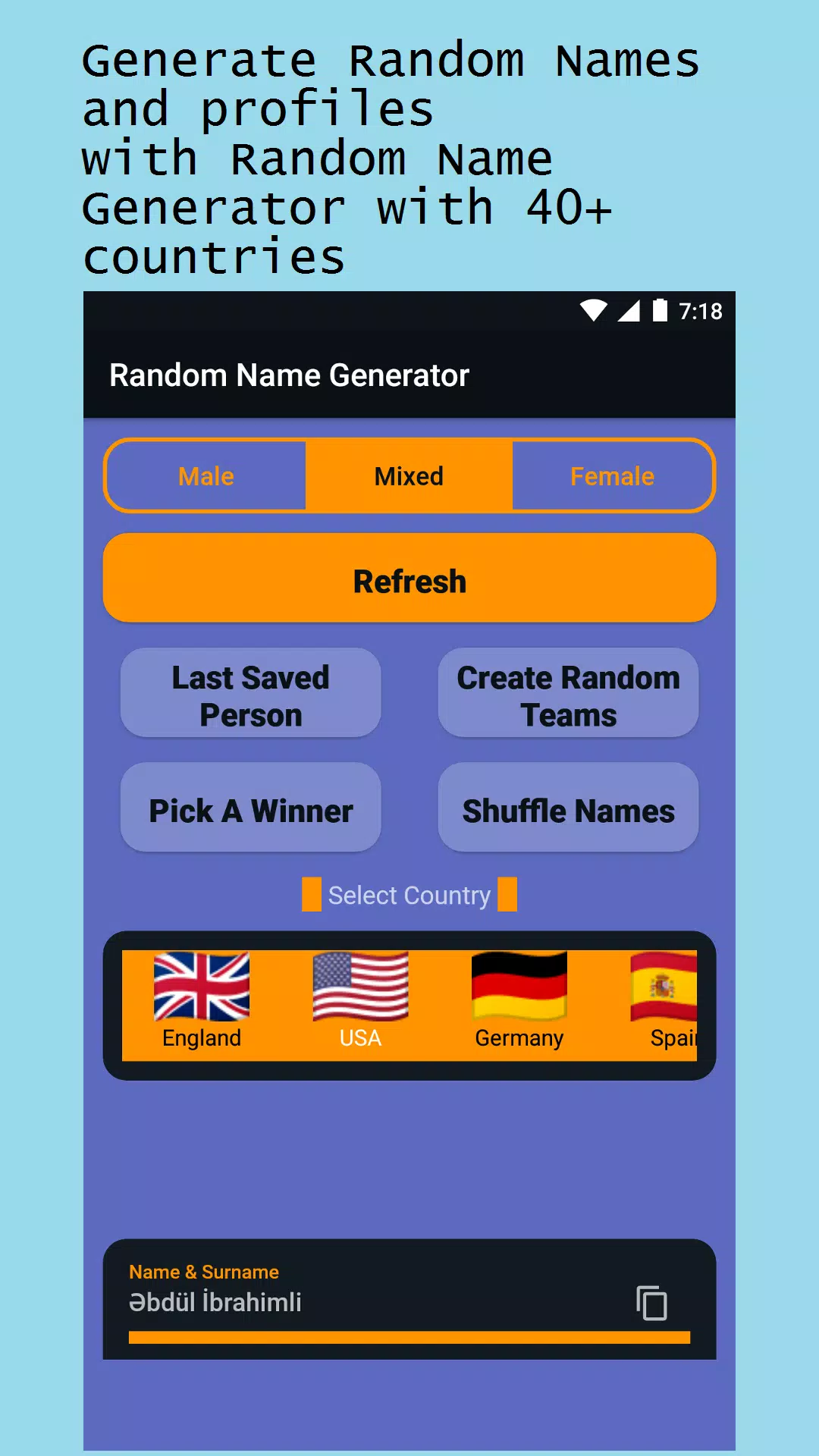 Random Name Generator APK pour Android Télécharger