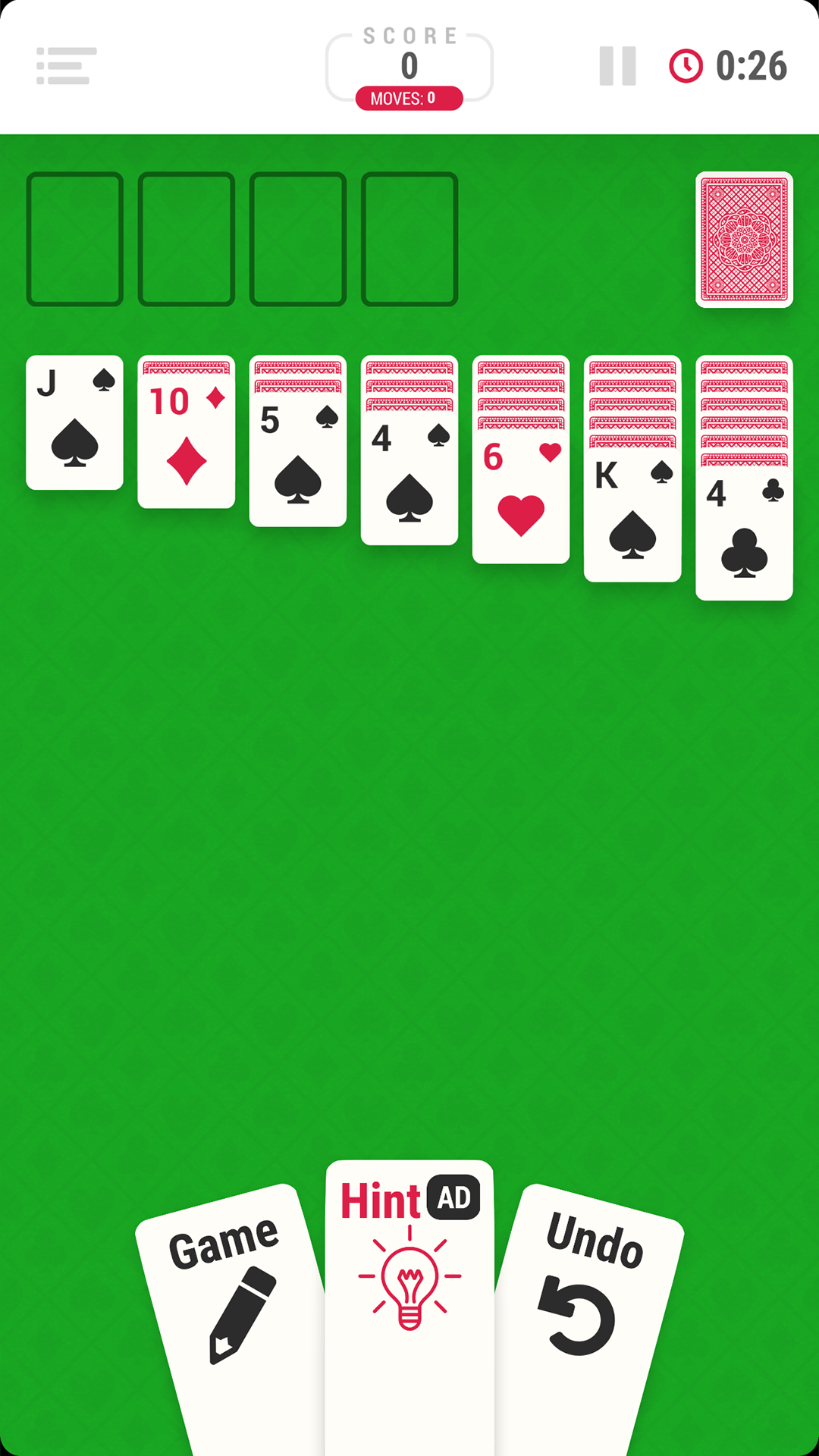 Classic solitaire one card draw