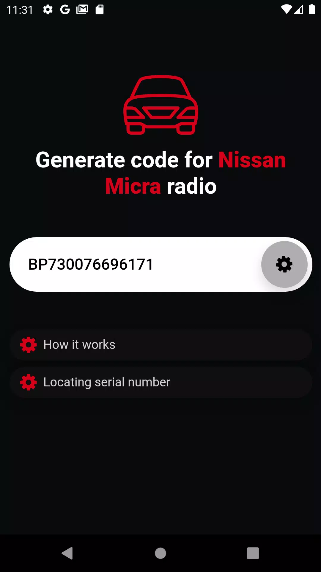 Nissan Micra radio code unlock APK for Android Download