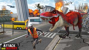 Dinosaurier Stadt Attacke Plakat