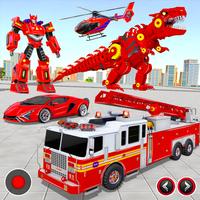 Feuerwehrauto-Roboter-Spiel Plakat