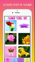 Flower Pixel Paint By Number Affiche