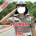 Polwan dan TNI foto selfie camera icono