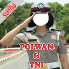 Polwan dan TNI foto selfie camera ikon