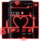 Neon red heart beat theme icône