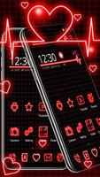 Neon red heart beat theme screenshot 1