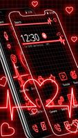 Neon red heart beat theme screenshot 2