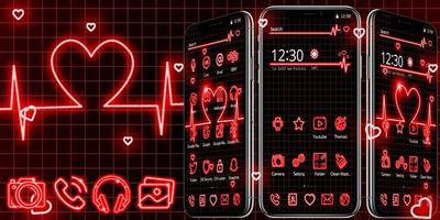 Neon red heart beat theme capture d'écran 3