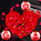 Thème coeur rose rouge icône