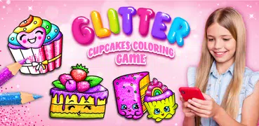 Cupcakes Coloring Book Glitter