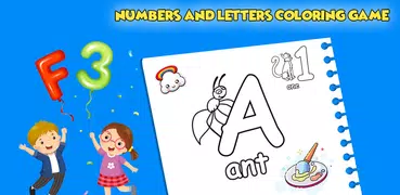 Glitter Number and letters coloring game for kids