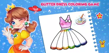 Glitter Dress Coloring and Drawing for Kids