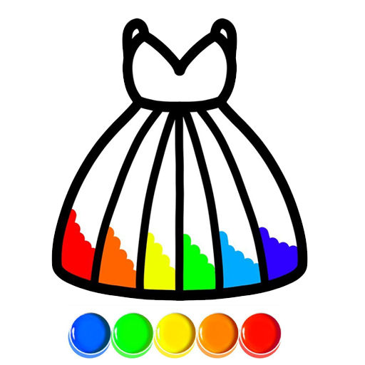 Glitter Dress Coloring and Drawing for Kids