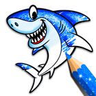 Requin bébé à colorier icône