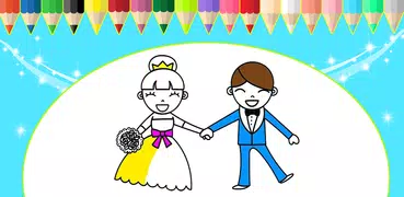 Bride and groom Coloring Game for kids