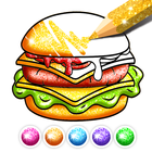 Juego de colorear alimentos icono