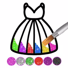 Скачать Glitter dress coloring and dra APK