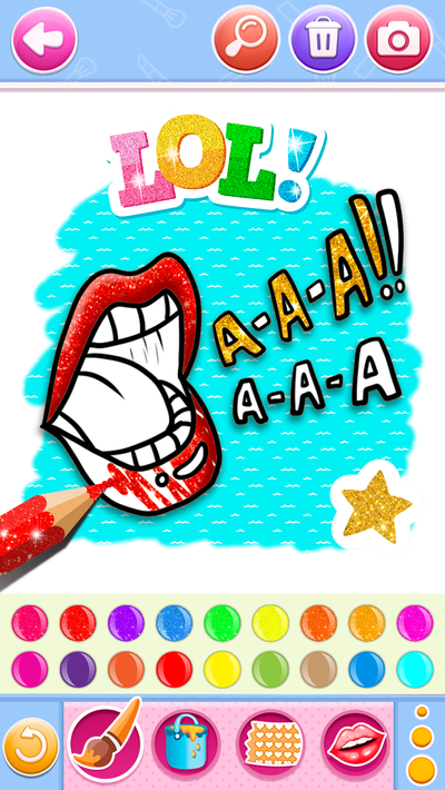 Glitter Lips with Makeup Brush Set coloring Game screenshot 4