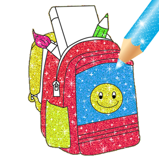 Glitter School Supplies Coloring For kids