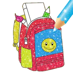 Glitter School Supplies Coloring For kids