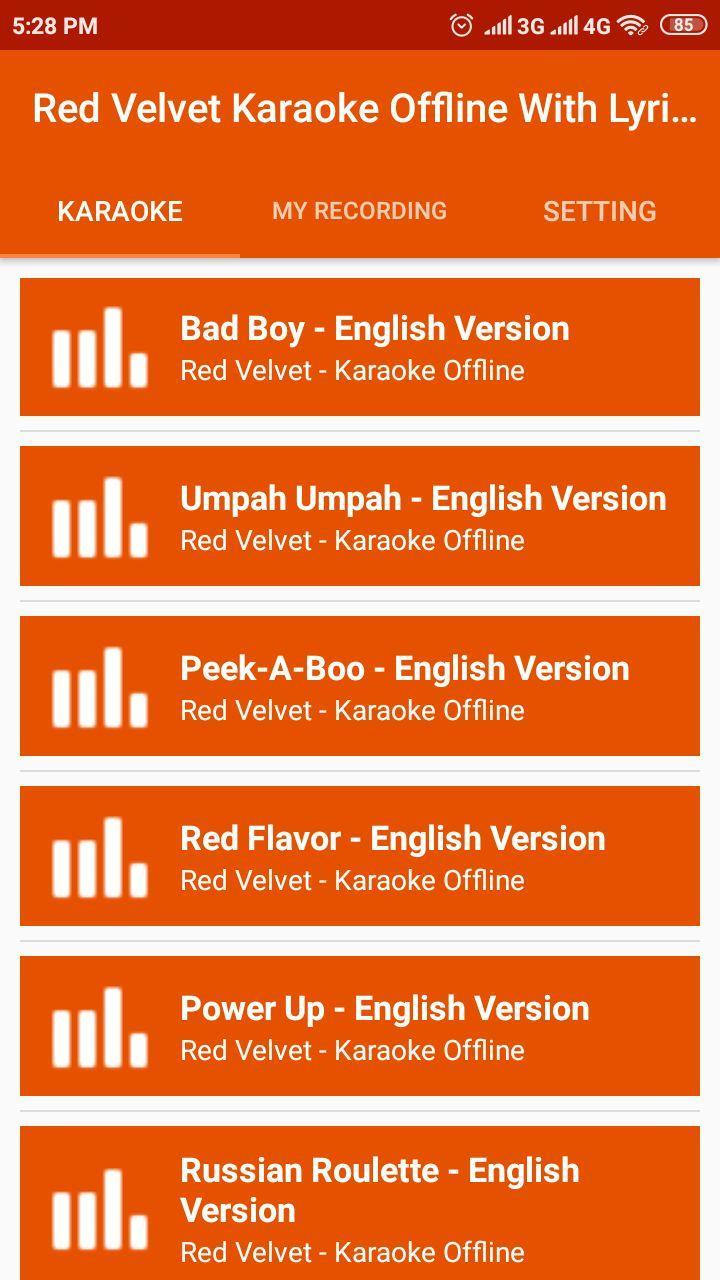 Red Velvet Karaoke Offline Lyrics Sing Record Pour Android Telechargez L Apk