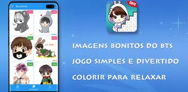 BTS pixel art - coloração por 