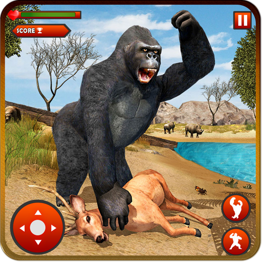 Злая атака гориллы: дикое животное