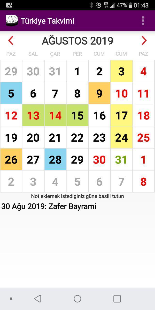 2021 Türkiye Takvimi (Milli ve Dini Bayramları) APK for Android Download