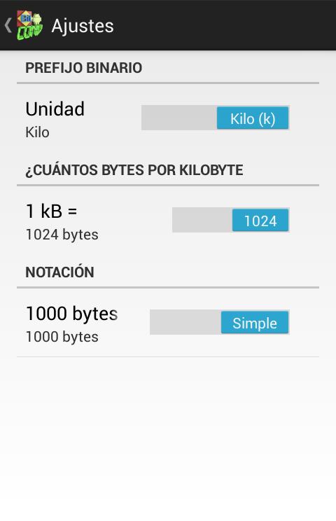 Descarga de APK de Calculadora de Bytes y Bits para Android