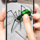 3D spider on a hand simulator icon