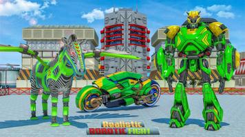 En volant Zèbre Robot Bicyclette Jeu: Robot Jeux Affiche