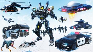 Police Robot Car Transforming الملصق