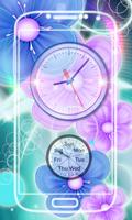 Neon Flower Clock Live Wallpap poster
