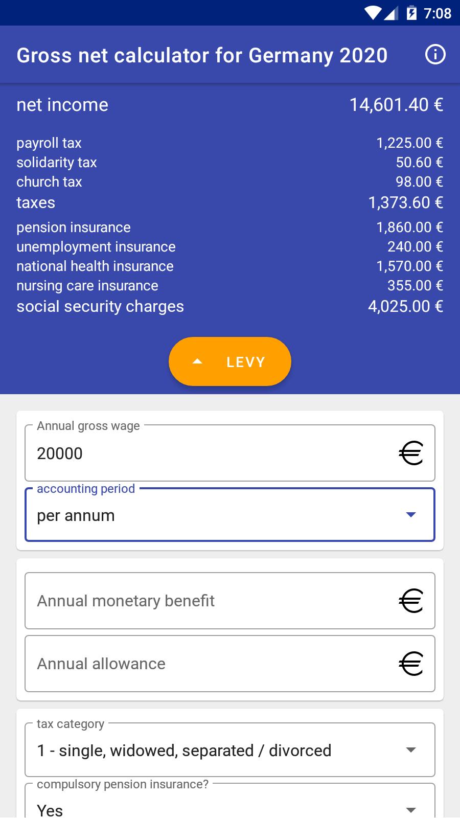 Gross net calculator for Germany 2020 for Android - APK Download