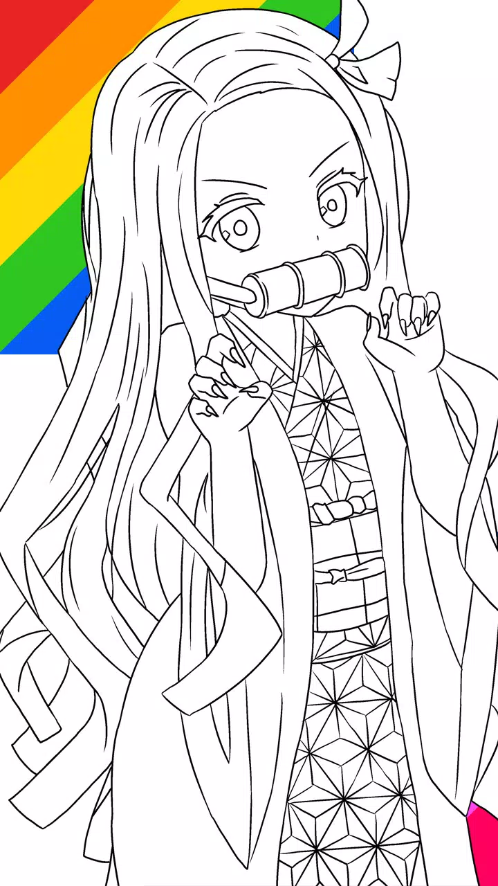 Para Colorir Anime Nezuko e Tanjiro Imprimir Grátis