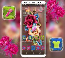 Rose Butterfly Launcher Theme Affiche