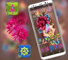 Rose Butterfly Launcher Theme imagem de tela 2