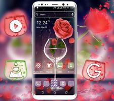 Rose in Glass Launcher Theme Affiche
