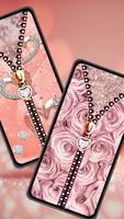 Rose Heart Zipper Lock Affiche