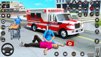 Stad Ambulance Rijden Spel 3D-poster