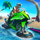 Water surfer beach bike racing icon